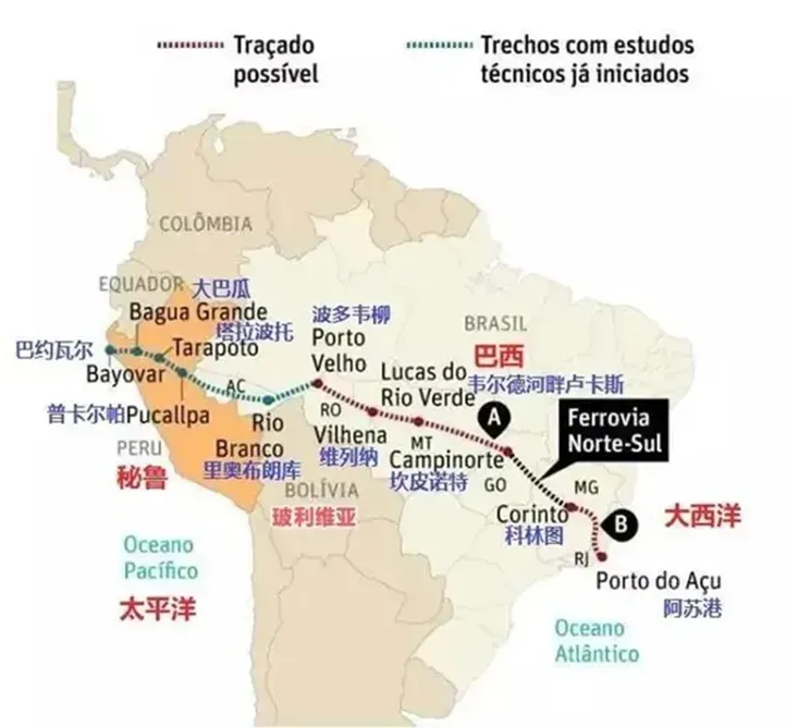 中國(guó)與巴西簽署兩洋鐵路合作諒解備忘錄，打造6500公里南美大陸橋