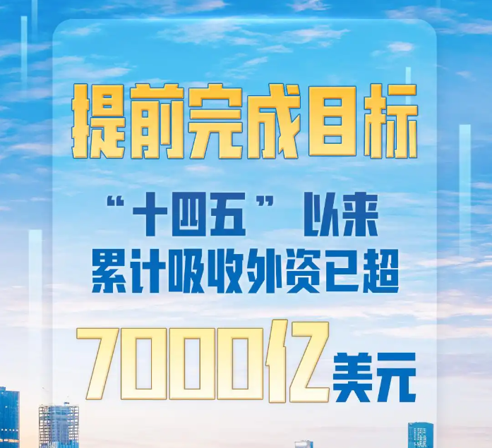 提前完成目標(biāo)！中國“十四五”以來累計吸收外資已超7000億美元